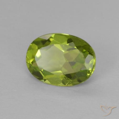 1.32 ct Green Peridot Stone, Natural Peridot in Oval Facet Shape for Sale