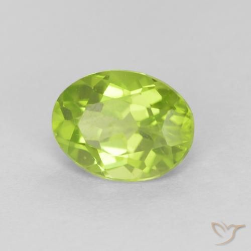1.25 ct Green Peridot Stone, Natural Peridot in Oval Facet Shape for Sale