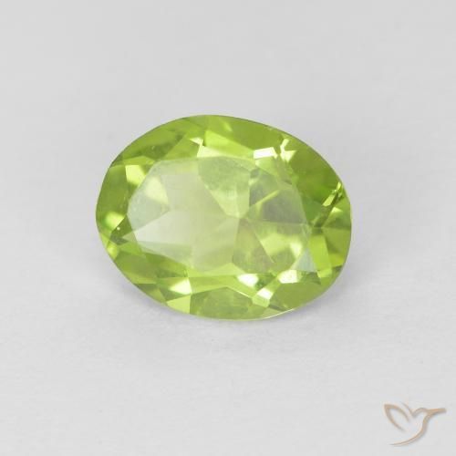 1.10 ct Green Peridot Stone, Natural Peridot in Oval Facet Shape for Sale