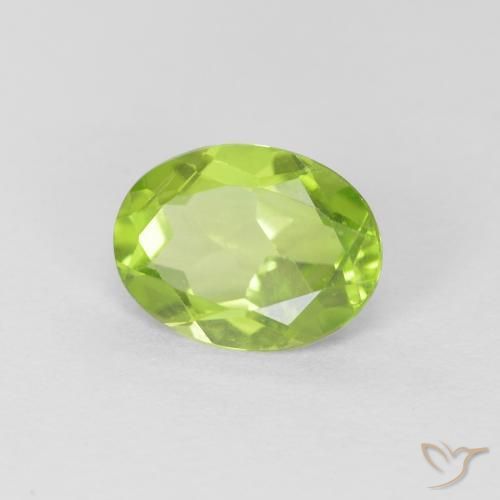 1.20 ct Green Peridot Stone, Natural Peridot in Oval Facet Shape for Sale