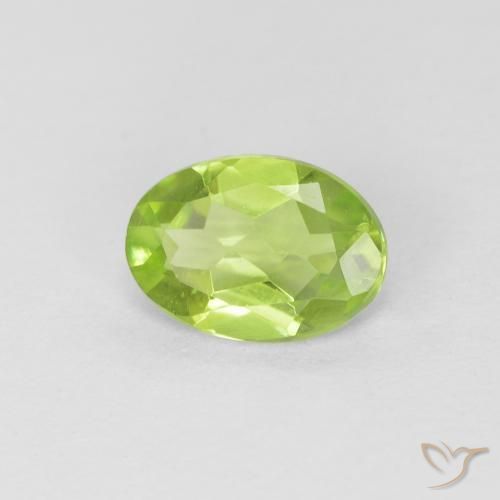 0.76 ct Green Peridot Stone, Natural Peridot in Oval Facet Shape for Sale