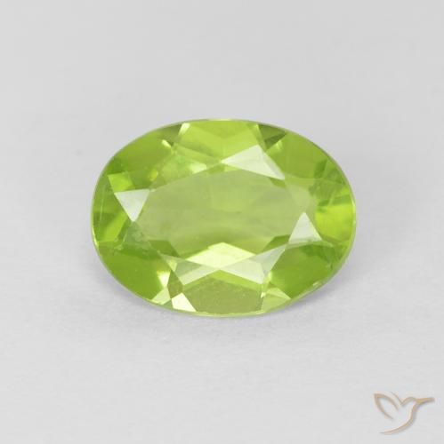 1.22 ct Green Peridot Stone, Natural Peridot in Oval Facet Shape for Sale
