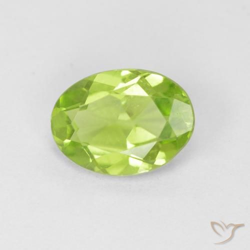 1.02ct Natural Medium Green Peridot, Oval, VS