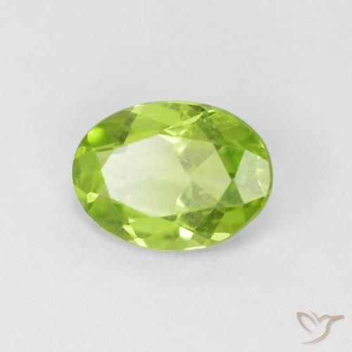 1.02 ct Green Peridot Stone, Natural Peridot in Oval Facet Shape for Sale