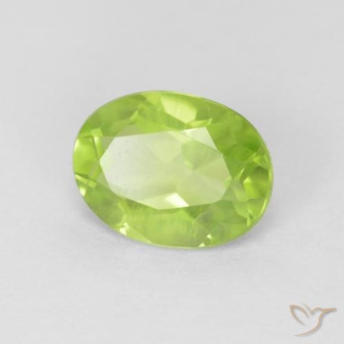 1.30 ct Green Peridot Stone, Natural Peridot in Oval Facet Shape for Sale