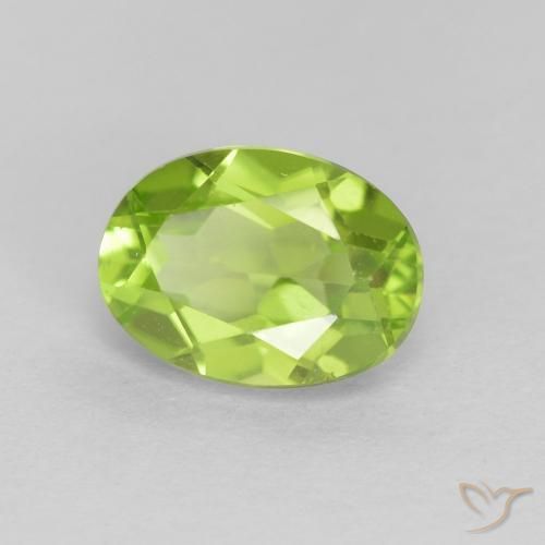1.43 ct Green Peridot Stone, Natural Peridot in Oval Facet Shape for Sale