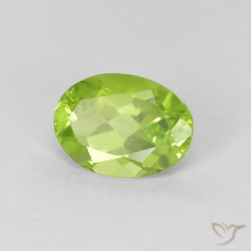 1.07 ct Green Peridot Stone, Natural Peridot in Oval Facet Shape for Sale