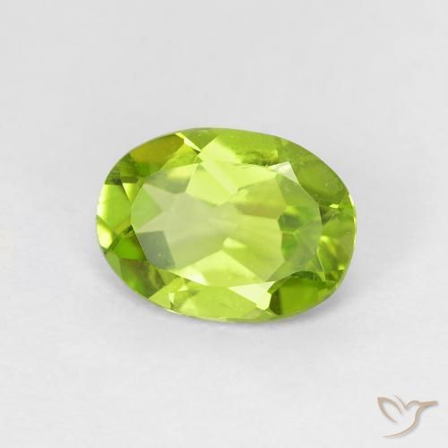 1.14 ct Green Peridot Stone, Natural Peridot in Oval Facet Shape for Sale