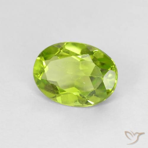 1.24 ct Green Peridot Stone, Natural Peridot in Oval Facet Shape for Sale