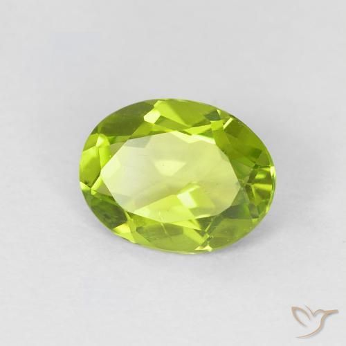 1.21 ct Green Peridot Stone, Natural Peridot in Oval Facet Shape for Sale