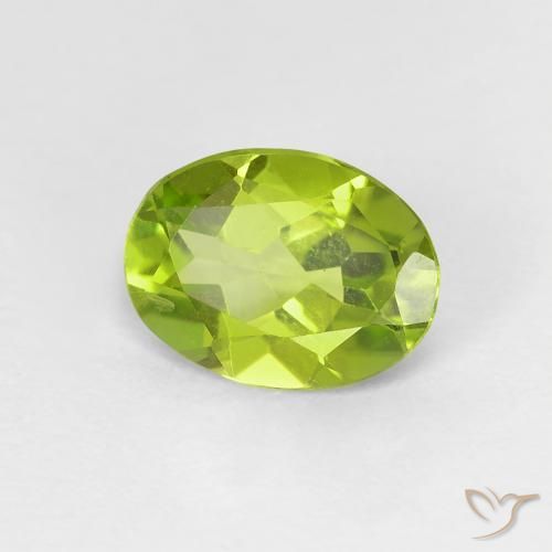 1.10 ct Green Peridot Stone, Natural Peridot in Oval Facet Shape for Sale