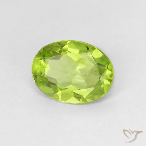 1.13 ct Green Peridot Stone, Natural Peridot in Oval Facet Shape for Sale