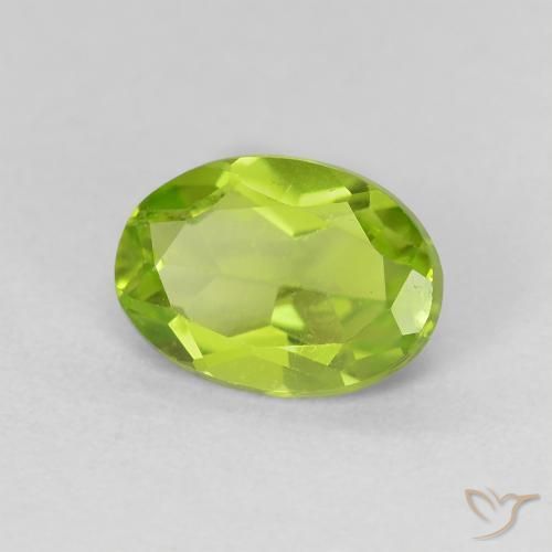 1.11 ct Green Peridot Stone, Natural Peridot in Oval Facet Shape for Sale