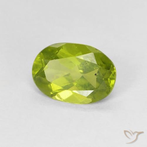 1.15 ct Green Peridot Stone, Natural Peridot in Oval Facet Shape for Sale