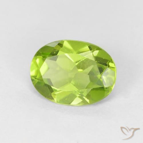 1.14 ct Green Peridot Stone, Natural Peridot in Oval Facet Shape for Sale