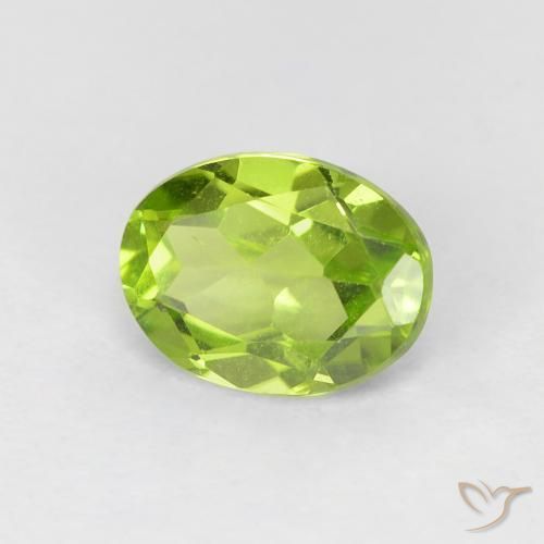 1.21 ct Green Peridot Stone, Natural Peridot in Oval Facet Shape for Sale