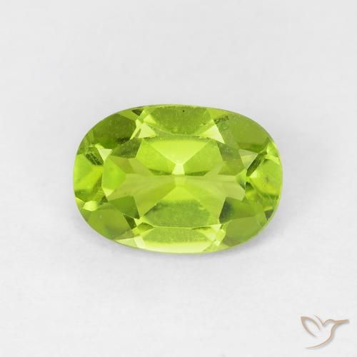 0.87ct Natural Lively Yellowish Green Peridot, Oval, VVS-VS
