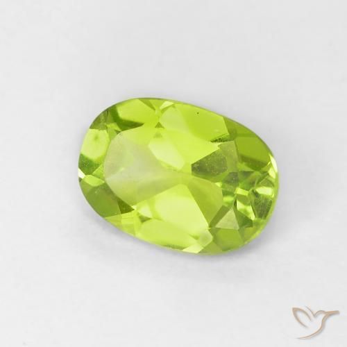 0.87 ct Green Peridot Stone, Natural Peridot in Oval Facet Shape for Sale