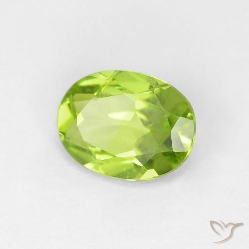 1.15 ct Green Peridot Stone, Natural Peridot in Oval Facet Shape for Sale