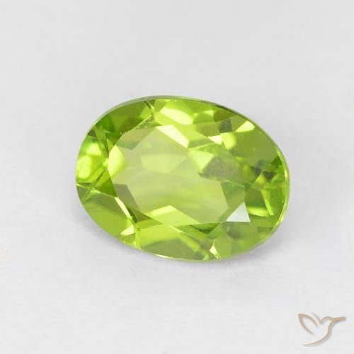 1.38 ct Green Peridot Stone, Natural Peridot in Oval Facet Shape for Sale