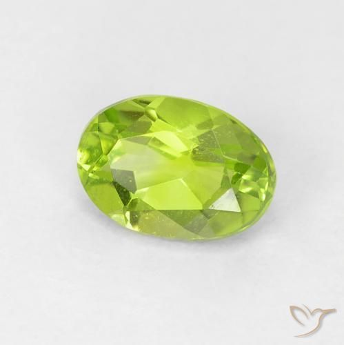 0.77 ct Green Peridot Stone, Natural Peridot in Oval Facet Shape for Sale