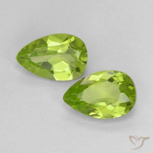 0.96ctw Natural Lively Green Peridot, Pear Shape, VS