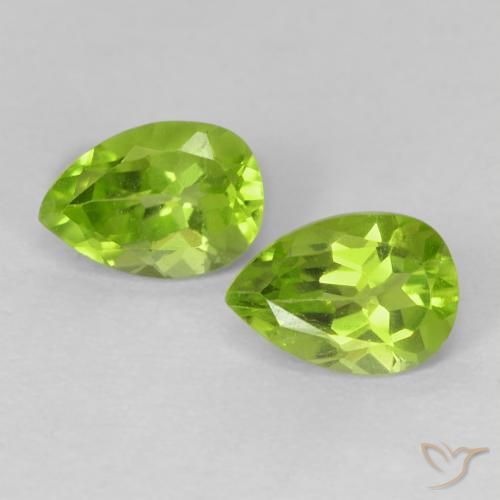 0.97 ctw Green Peridot Stones, Natural Peridot in Pear Facet Shape for Sale