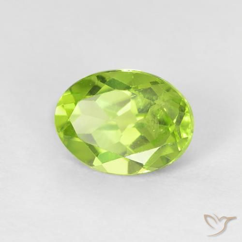 1.23 ct Green Peridot Stone, Natural Peridot in Oval Facet Shape for Sale