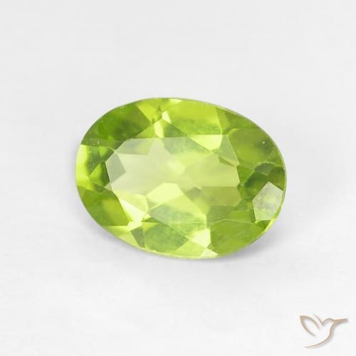 1.15 ct Green Peridot Stone, Natural Peridot in Oval Facet Shape for Sale