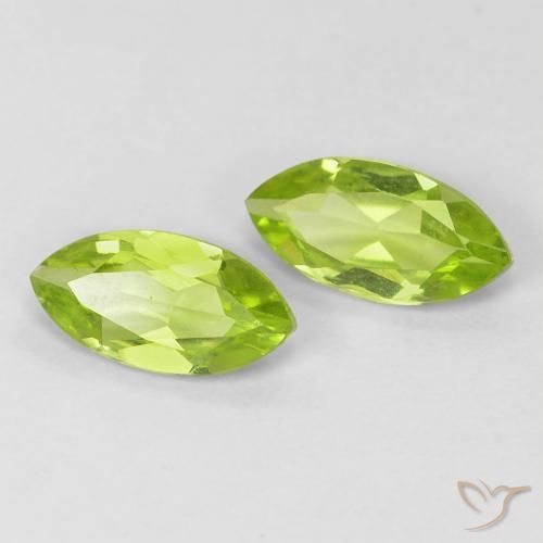 1.10 ctw Green Peridot Stones, Natural Peridot in Marquise Facet Shape for Sale