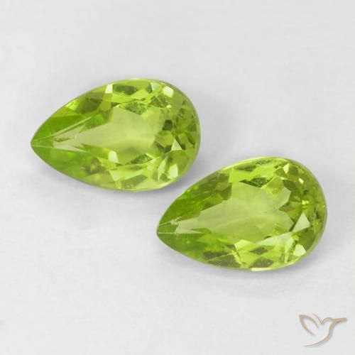 0.87 ctw Green Peridot Stones, Natural Peridot in Pear Facet Shape for Sale