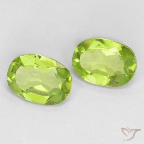 1.66 ctw Green Peridot Stones, Natural Peridot in Oval Facet Shape for Sale