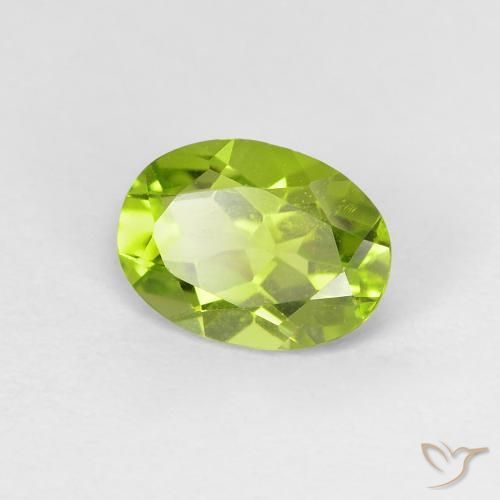 1.14 ct Green Peridot Stone, Natural Peridot in Oval Facet Shape for Sale
