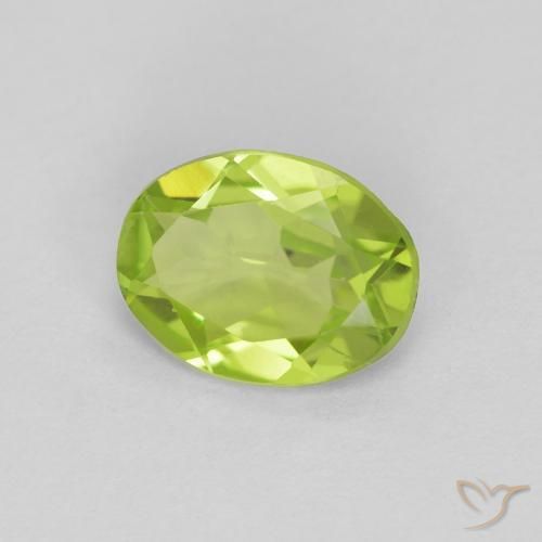 1.02 ct Green Peridot Stone, Natural Peridot in Oval Facet Shape for Sale