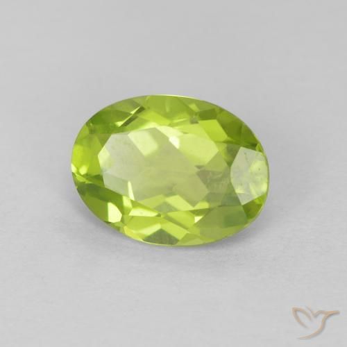 1.30 ct Green Peridot Stone, Natural Peridot in Oval Facet Shape for Sale