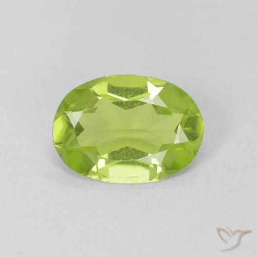 0.98 ct Green Peridot Stone, Natural Peridot in Oval Facet Shape for Sale