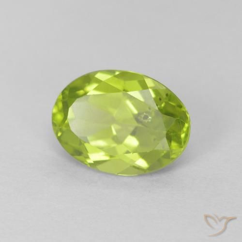1.36 ct Green Peridot Stone, Natural Peridot in Oval Facet Shape for Sale