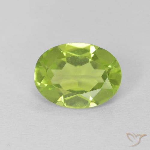 1.16 ct Green Peridot Stone, Natural Peridot in Oval Facet Shape for Sale