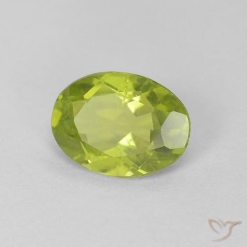1.08 ct Green Peridot Stone, Natural Peridot in Oval Facet Shape for Sale