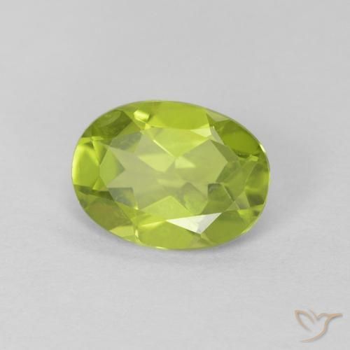 1.08 ct Green Peridot Stone, Natural Peridot in Oval Facet Shape for Sale