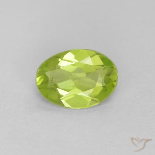 0.84 ct Green Peridot Stone, Natural Peridot in Oval Facet Shape for Sale