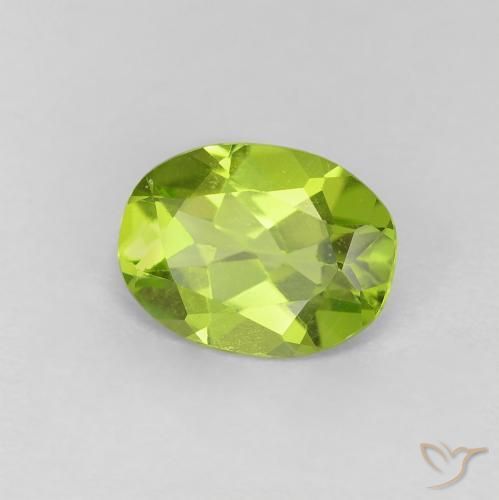 0.97 ct Green Peridot Stone, Natural Peridot in Oval Facet Shape for Sale
