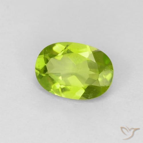0.83 ct Green Peridot Stone, Natural Peridot in Oval Facet Shape for Sale