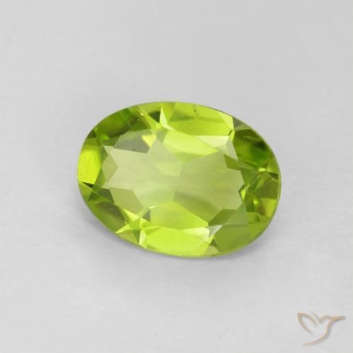 1.05 ct Green Peridot Stone, Natural Peridot in Oval Facet Shape for Sale
