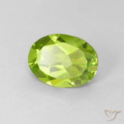 1.10 ct Green Peridot Stone, Natural Peridot in Oval Facet Shape for Sale