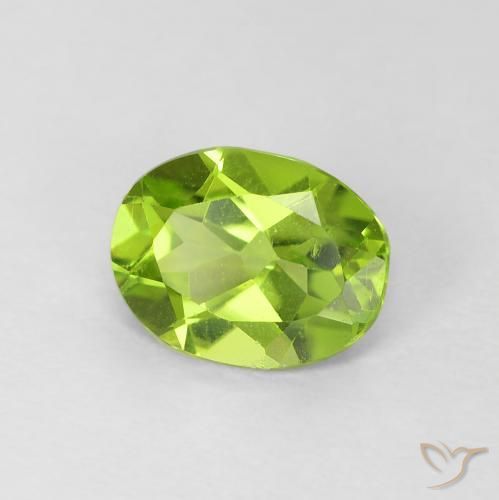 1.09 ct Green Peridot Stone, Natural Peridot in Oval Facet Shape for Sale