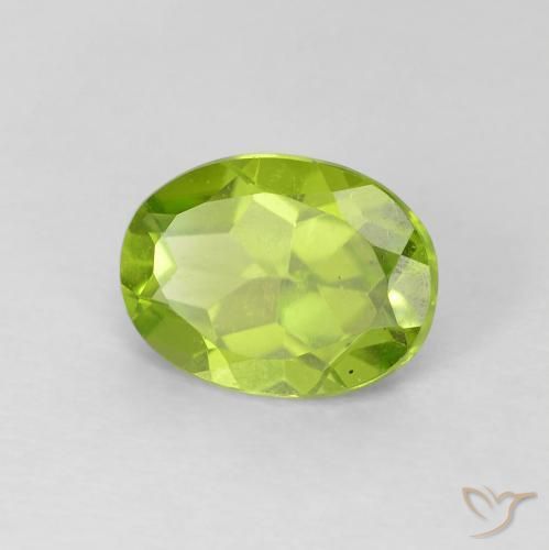 1.25 ct Green Peridot Stone, Natural Peridot in Oval Facet Shape for Sale