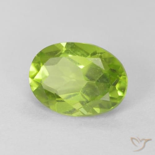 1.20 ct Green Peridot Stone, Natural Peridot in Oval Facet Shape for Sale
