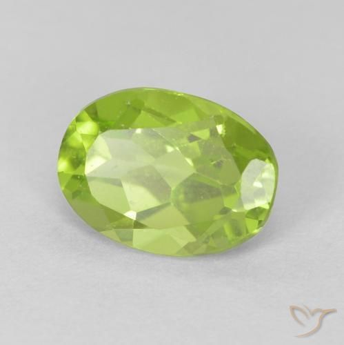 1.23 ct Green Peridot Stone, Natural Peridot in Oval Facet Shape for Sale