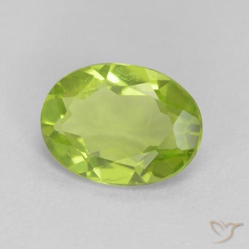 1.09 ct Green Peridot Stone, Natural Peridot in Oval Facet Shape for Sale